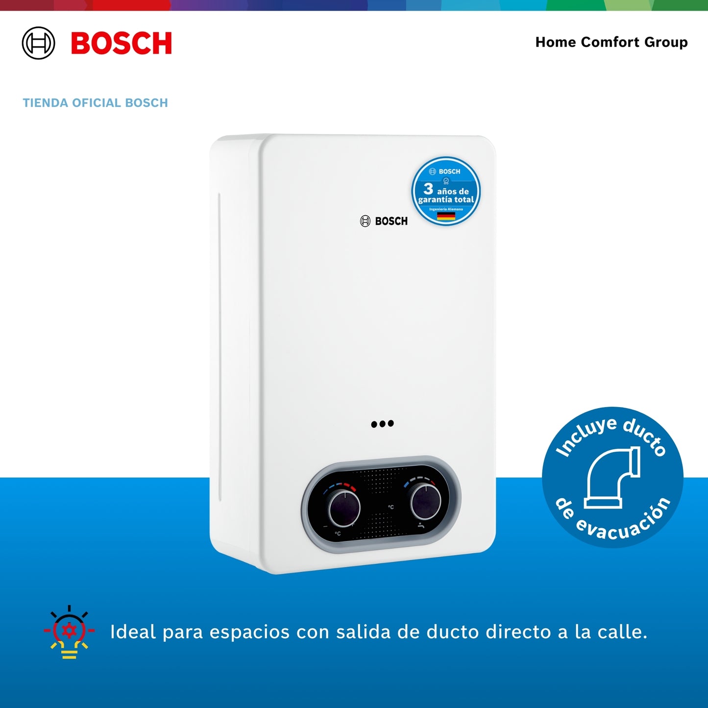 CALENTADOR DE PASO A GAS BOSCH 6 LITROS TIRO FORZADO THERM 1400