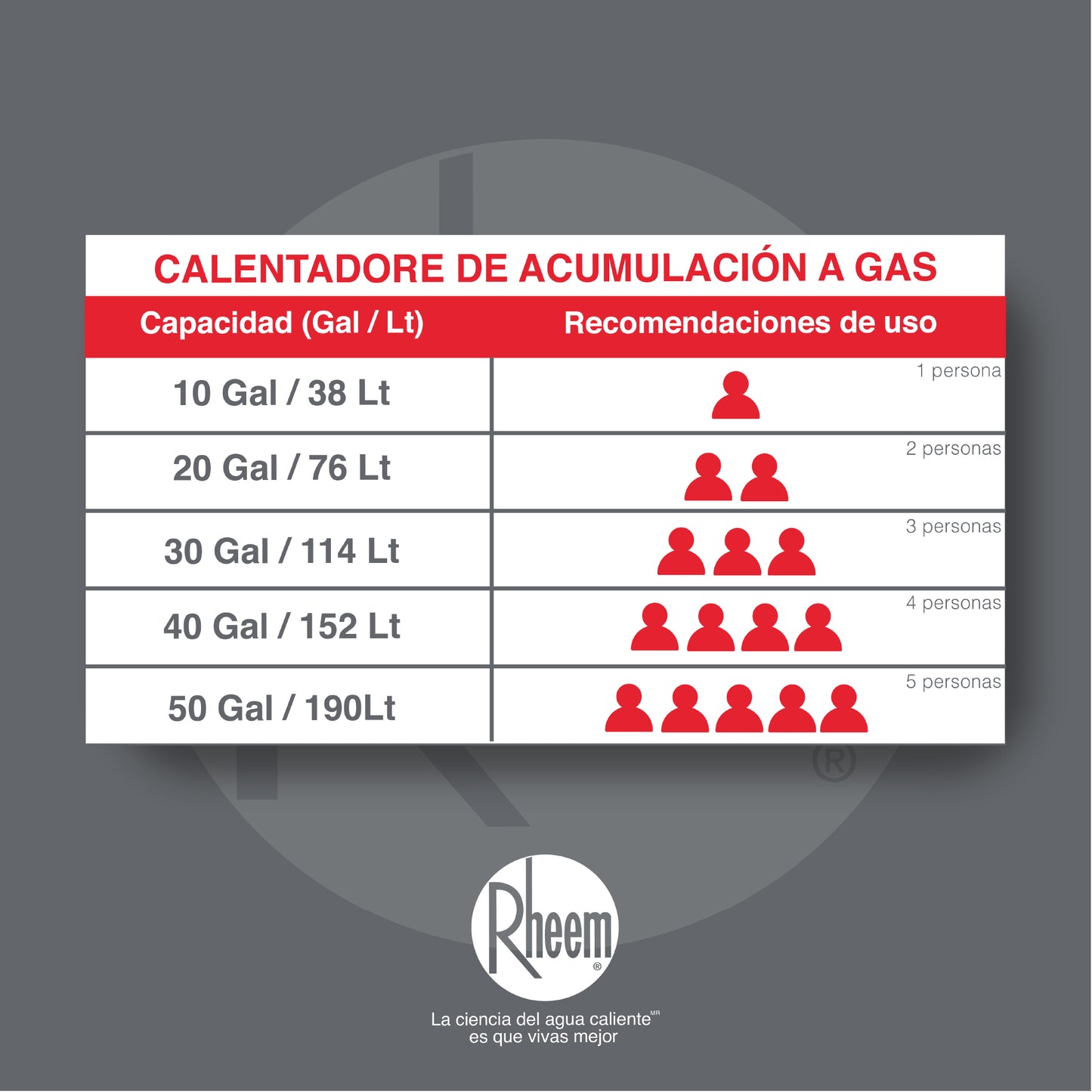 CALENTADOR DE AGUA A GAS DE ACUMULACIÓN RHEEM 30 GALONES / 114 LITROS