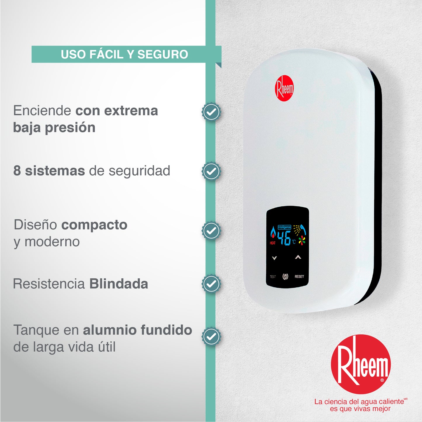 CALENTADOR DE PASO ELÉCTRICO RHEEM ELEGANT DIGITAL 110V 4KW