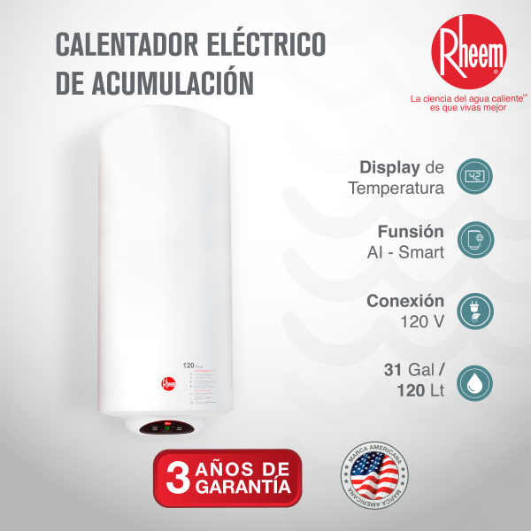 Calentador De Acumulación Eléctrico Rheem 31 galones / 120 Litros