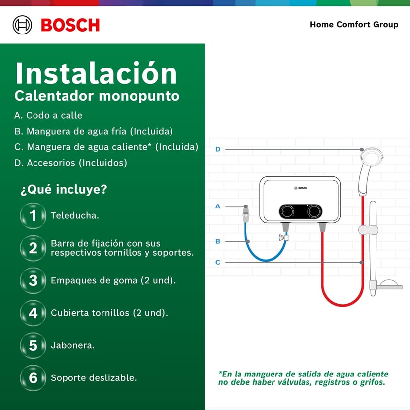 CALENTADOR ELECTRICO DE PASO BOSCH 5.5 KW   TRONIC 3000S MONOPUNTO